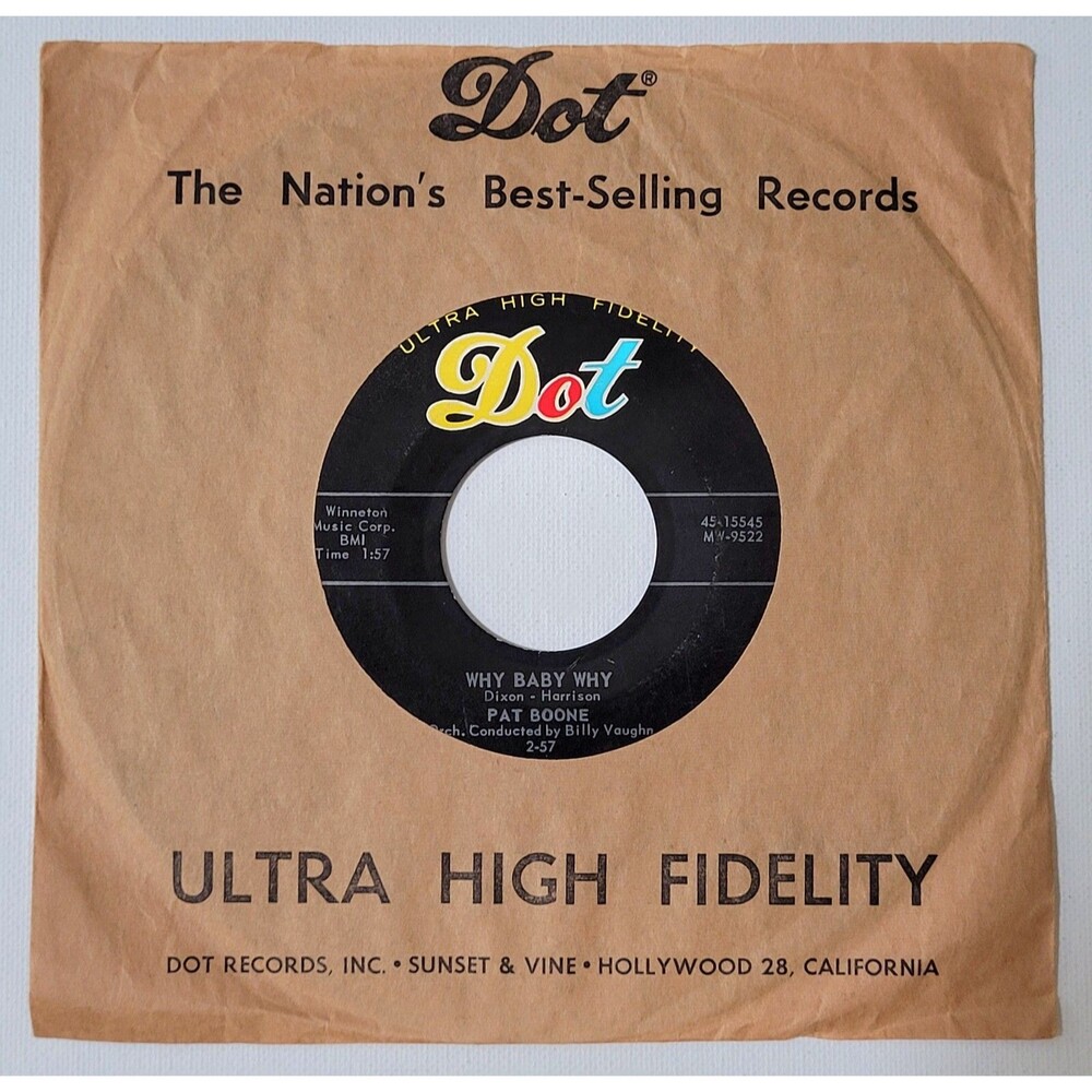 Pat Boone ‎45 RPM - Why Baby Why / I'm Waiting Just For You - Dot VG+ Rock '57